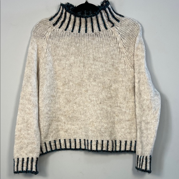 M Made In Italy Sweaters - Womens Cream Cowl Neck Sweater with Dark Trim